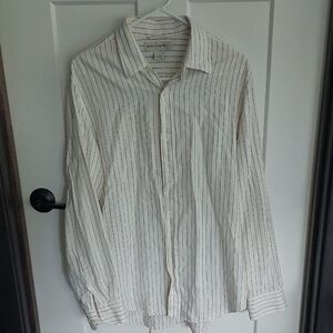 Mens Banana Republic White Casual Button Down Shirt, Size Large